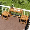 3-in-1 Outdoor Acacia Wood Loveseat Bench | Durable Hardwood Construction with Slatted , Mixed Color End