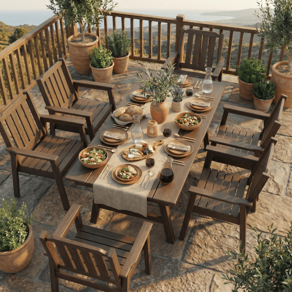 product-open-53aca03a24b947fc981c3c0a17a61fcc-goods 66.9" Outdoor Dining Table for 4-6, HDPE Patio Table with Umbrella Hole, Waterproof All-Weather Rectangular Table for Backyard, Poolside And Garden