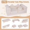 product-open-53f8d9cbf6b8485190320c85209ff891-goods COSTWAY Modular Play Sofa, Transformable Foam Sofa Set with Suede Fabric Cover, High-Density Foam, Modular Sofa, Furniture for Playroom