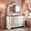 product-open-541b7b75f409411a85a7169e15600cf5-goods Luxury White 1pc Dresser Dovetail Drawers Genuine Marble Top Bronze Round Knob and Hanging Pulls BedroomEasy to Install Storage Unit Ready to Use Out of Box