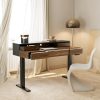 product-open-5467e6069fdf431e917823a3fb108d7b-goods Electric Standing Desk with Drawers | 48 Inches Height Adjustable, Monitor Shelf, Whole-Piece Board, 4 Memory Height Settings, Classic Wood Color, PERLECARE