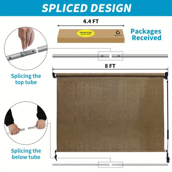 product-open-54ca8662fc7d44aa87db7f6403a4bd3e-goods Outdoor Space Roller Shades Package - Effortless Cordless Design Includes 2 Poles + Heavy Duty Shade Cloth