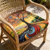 product-open-5545d5c1b27d49689e0e6cd81e19b8d2-goods 1pc Spiral Flower Tree Pattern Courtyard Chair Seat Cushion, Indoor And Outdoor Seat Cushions, Back Cushions, Size 19.7*17.7*1.57inch, Suitable for Garden Chairs, Office Chairs And Floor Seats. Soft And Comfortable