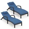 product-open-5561851bd4304677a022cdf3fe24f2ad-goods Set of 2 Outdoor Wicker Chaise Lounge Chairs with Cushions, 5-Position Adjustable Patio Rattan Recliners with Wheels for Pool, Garden & Balcony