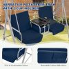 product-open-557563308bb349a0bf829cadf43b8fe2-goods 2-Seat Patio Porch Swing with Stand, Outdoor Swing Chair with Adjustable Canopy & Cup Holders for Backyard, Garden & Deck