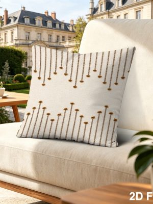 18x18 Inches Outdoor Patio Throw Pillow Cover, Delicate Vertical Striped Small Brown Motif Decorative Pillow Case, Great Spring Season Accent for Gardening, Perfect Housewarming & Holiday Gift for Family & Friend
