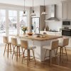 Pair of Contemporary Bar Stools Featuring Backs, Rotating Counter-Height Design, Upholstered Fabric for Kitchen Islands, Sturdy Wooden Legs, Ideal for Home Kitchens And Pubs