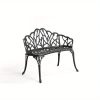 [Heavy-Duty Outdoor Bench] Heavy-Duty Cast Aluminum Outdoor Bench with Elegant Black Wrought Iron-Like Design - Heavy-Duty Garden, Patio, Park Bench - All-Weather & Rustproof - Sturdy Curved Backrest & Footrest - Easy Assembly for Deck, Lawn, Front Porch - Modern Outdoor Furniture with Butterfly Patterns - Smooth Edges for - Comfortable & Stable - Durable Cast Aluminum - Black