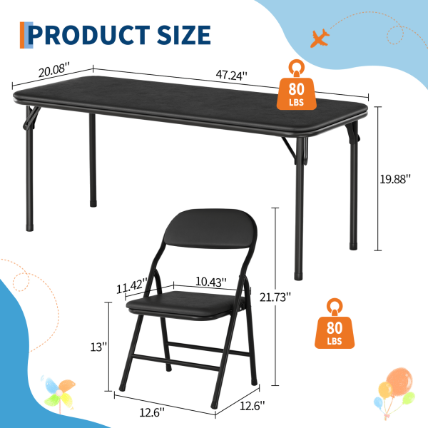 7pcs Outdoor Patio Bistro Set, 7pcs Folding Table and Chairs Set for Cutiess, Cutiess and Cutiess Activity Furniture Ideal for Dining Rooms, Daycares, and Classrooms with Easy Storage for Garden Pub Cafe