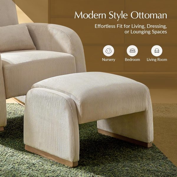 product-open-571a00144d7546018882b92f9bb51693-goods Modern Corduroy Ottoman with Solid Wood Legs, Foot Stools Ottoman with Versatile Footrest, Extra Seat And Decorative Accent
