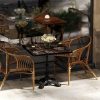 Marble-Look Sintered Stone Square Table - Heavy-Duty Cast Iron Base for Bistro, Cafe, Bar And Home Use