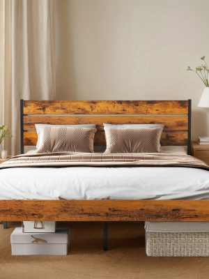 Modern All-Metal Bed Frame with Headboard And Footboard – Tool-Free Assembly, Underbed Storage, No Box Spring – Available in Queen, Full, And Twin Sizes
