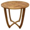 3pcs Outdoor Dining Set, 27.5' Teak End Acacia Round Accent Table And 2 Wicker Back Dining Chairs with Beige Cushion, Weather Resistant for Garden, Backyard, Patio