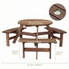 product-open-584b0c7d7967431e9b770f49714a9c67-goods 6-Person Outdoor Wooden Picnic Table, Round Table And 3 Benches with Umbrella Hole, Outdoor Seating And Dining Furniture for Patio Garden Backyard Lawn, 1700 LBS Capacity