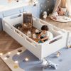 product-open-587b1a7e1c0e4f10820148ff32fddc69-goods Twin Size Floor Platform Bed with Full-Length Guardrails, Low Profile Twin Bed Frame, No Box Spring Needed, Natural