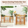 product-open-599854369700444d81f98385db3f4d69-goods LIFEZEAL 3pcs Patio Bar Table & Chairs, Outdoor Acacia Wood Bar Set w/ Slatted Seat & Tabletop, Wood Dining Bar Set w/ Appealing Backrest for Backyard, Poolside, Balcony.