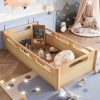 product-open-59f247bcea3d4676b59ad5528ad87c67-goods Twin Size Floor Platform Bed with Full-Length Guardrails, Low Profile Twin Bed Frame, No Box Spring Needed, Natural