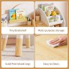 product-open-5a491ee25cc049a18cc4cdf1131ad040-goods Kids Desk And Chair Set with Storage And 1 Stool, Wooden Kids Desk W/ 2 Storage Cabinets And Bookshelves, Children Writing Drawing Table, Student Kid Study Table for Boys, Girls