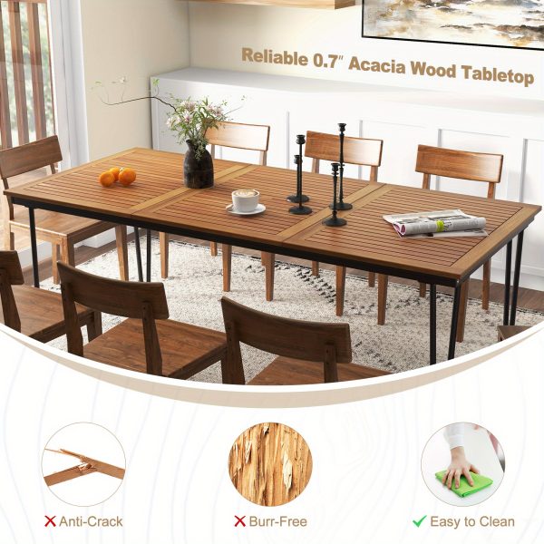 Multigot 79" Outdoor Dining Table 8-Person Patio Table with 1.9" Umbrella Hole