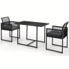 product-open-5aeed6f66428411993861f4b5e01d507-goods LIFEZEAL 3pcs Patio Dining Set, Outdoor Space-Saving PE Wicker Bistro Set with Cushions, Patio Tempered Glass Top Table and Chairs Set for Porch, Garden and Backyard
