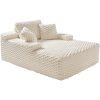 product-open-5b915ed335434b94a9a89e9a01d34dd5-goods 67" Chaise Lounge Sofa Bed with Faux Fur Upholstery, No Assembly Sleeper Couch with Memory Sponge Support, Ergonomic Plush Design with Throw Pillows and Thick Padding, Modern Comfortable Sofa for Living Room Bedroom Apartment, Grey & White Available