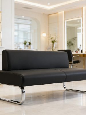 Contemporary PVC Backrest Waiting Chairs, Indoor Leisure Seating, Suitable for Nail Salons, Beauty Centers, Studies, Bedrooms, And Living Rooms
