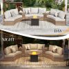 product-open-5be40f5816094f858db16922f0805b1f-goods Patio Furniture Set 3-Seater/9-Seater Half Moon Sectional Outdoor Sofa with Cushions And Wedge Table for Patio Pool Balcony