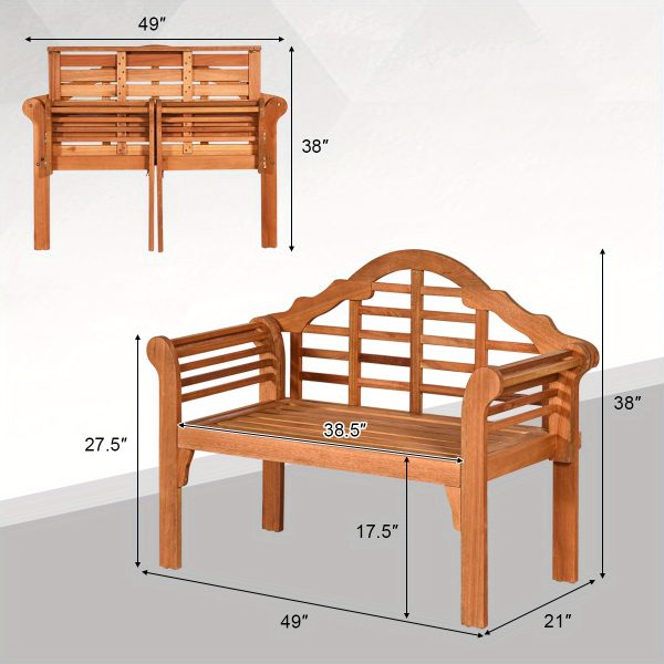 product-open-5c11619cf1694cc3a7dabc50ad8c6008-goods PETSITE Patiojoy 49" Garden Folding Bench Eucalyptus Wood Backrest Armrest Patio Outdoor