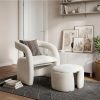 1pc Modern Accent Living Room Chair Set with One Ottoman, Upholstered Barrel Sherpa Lounge Side Chair, Comfy Side Reading Reclining Chair for Living Room, Bedroom, Apartment, Reading Room, Office