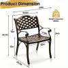 [2pcs Set] Antique Bronze Black Cast Aluminum Rustproof Outdoor Lounge Chair Classical Patio Park Single Chair Set Lightweight and Durable Iron Furniture Set