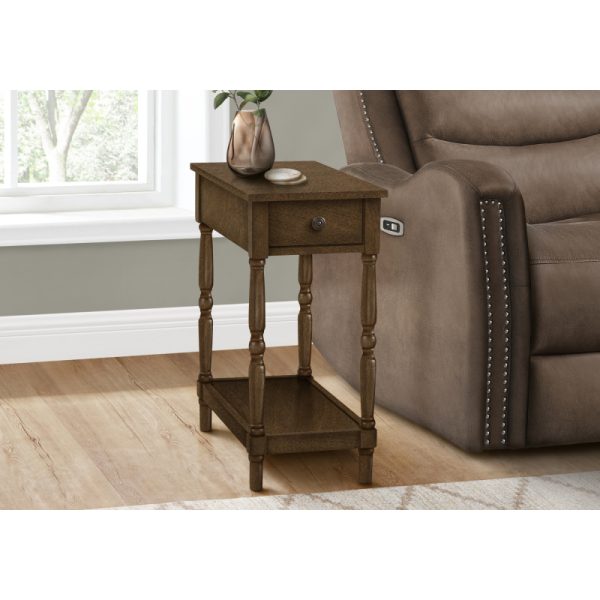 product-open-5c7dd82de42743328719eb29c9a12339-goods Accent Table 2 Tier End Side Table Nightstand Bedroom Narrow Lamp Storage Drawer Brown Veneer Traditional