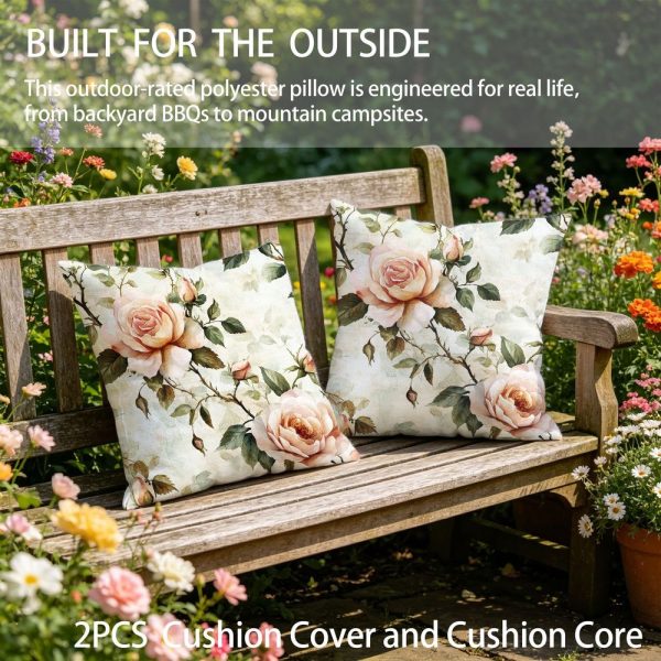 product-open-5c8aa06e5a2f42c1811fdccba1a82873-goods Outdoor Pillows 2pcs Set with InsertAbstract Watercolor Botanical Print Outdoor Cushion, Artistic Floral Aesthetic Design, 17.72inch Square Pillow with Insert. Versatile for Patio, Garden, or Living Room Decor. Features Durable Weather-Resistant Fab