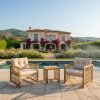 product-open-5cea5770e68f4304961db0825d6f355b-goods 3pcs Outdoor Acacia Wood & PE Rattan Bistro Set with Removable Cushions & Slatted Coffee Table - All-Weather Patio Furniture, Armchairs and Table for Poolside, Backyard, Balcony - Easy Assembly Required