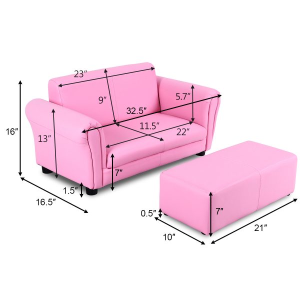 product-open-5d3f5638967a442485bad91c1a58eebf-goods COSTWAY Sofa Set with Two Seats, Armrests, And Footstool, Certified for Safety