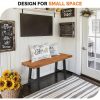 product-open-5d70baf3070c4a54a345a30203f16c2c-goods Outdoor Bench Measuring 63 Inches by 58 Inches, Featuring Metal Legs And a Rustic Wooden Design, Suitable for Both Indoor And Outdoor Dining on Porches Or Patios