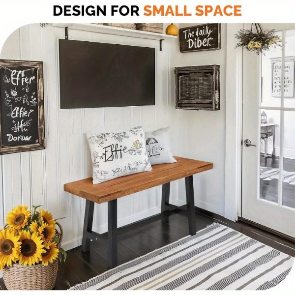 product-open-5d70baf3070c4a54a345a30203f16c2c-goods Outdoor Bench Measuring 63 Inches by 58 Inches, Featuring Metal Legs And a Rustic Wooden Design, Suitable for Both Indoor And Outdoor Dining on Porches Or Patios