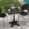 Marble-Look Sintered Stone Square Table - Heavy-Duty Cast Iron Base for Bistro, Cafe, Bar And Home Use