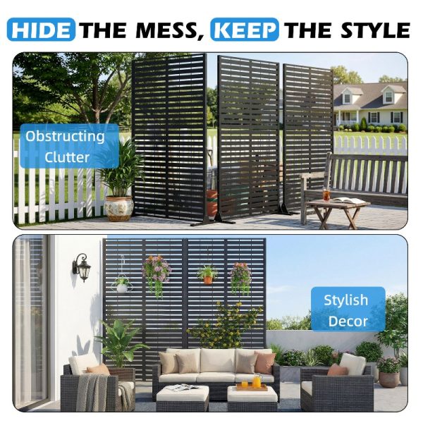 Outdoor Privacy Screens, Freestanding Metal Privacy Fence Panels for Garden, Patio, Balcony, Courtyard & Poolside, Indoor/Outdoor Use
