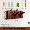 Modern Walnut Wooden, with 4/6/8/10/12 Hooks, Coat Rack, Hooks, Wall Mounted, Accordion, Entryway, Bedroom, Bathroom, Solid Wood, Smooth Polishing, Stable Adhere, Holds 22 Lbs, Floating Shelves