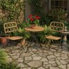 3pcs Folding Patio Bistro Set, Outdoor Round Table and Chairs with Hand-Woven Wicker Seat & Tabletop, Portable Metal Frame Dining Set for Balcony, Garden, Backyard