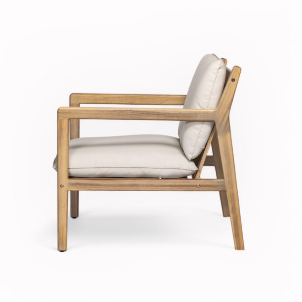 product-open-5fdd417d9d974585965d4e7398a3d7c0-goods Set of 2 Acacia Wood Armchairs | Light Teak Patio Club Chairs with Painted Frame, PVC Material