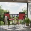 product-open-61cfe784a2644d8883eb24ff57ce51f4-goods Set of 2 Heavy-Duty Metal Bar Stools with High Back, Armrests & Footrest - Counter Height Patio Chairs with Sturdy Metal Frame, Red Cushioned Seats