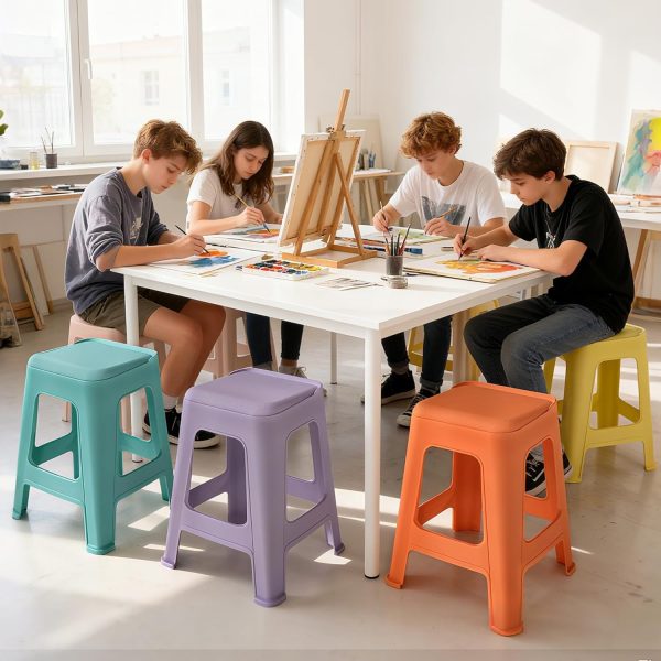 product-open-61da962fe47e453783824882c99a2f89-goods 5/10 Pack Stackable Classroom Stools, 18.8" Height Colorful Nesting Plastic Stool, Portable Backless Chairs Flexible Seating for Classroom, School, Office, Home