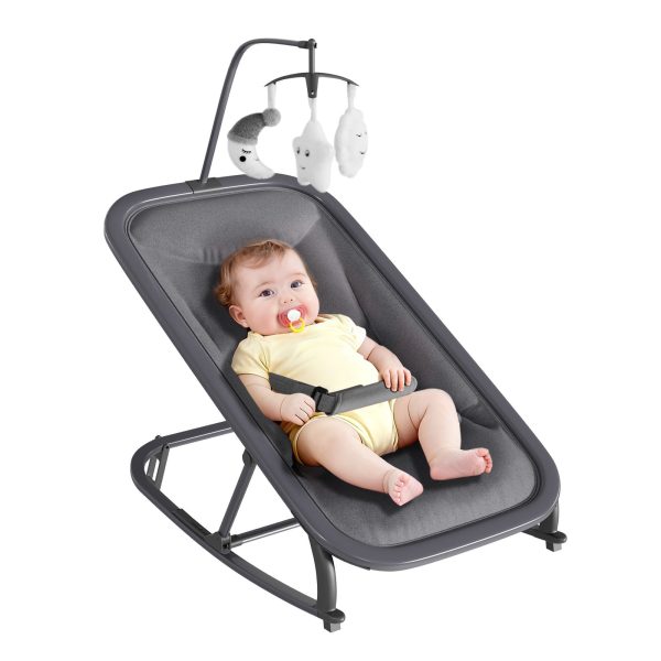 product-open-62a4b3cc65f6408897add12e378588ee-goods 2-in-1 Collapsible Bouncer and Rocker Seat - Lightweight, Quiet, 3-Position Adjustable Cradle -No Assembly Needed, Portable Nursery Chair, Ideal for Showers