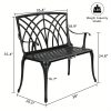 product-open-631b3acbaa684ab891e17132938f1a38-goods Extra Wide 38 Inch Outdoor Bench Orchid Curve Back Ergonomic Design Patio Villa Aluminum Bench Aviation Aluminum Anti Rust Anti Slip Anti Side Tip Garden Deck Porch Chairs
