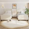 product-open-632f36884a6c4272b633fce10a896aec-goods Twin Size Bed Frame with 49. 21"High Back Upholstered Headboard and 27. 17" High Footboard, Teddy Velvet, 12 Slat Support, Solid Wood Feet, No Box Spring Needed White