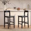 product-open-63923e2cc2d24f3fa19c3befaae79068-goods Counter Height Stools Set of 2, Farmhouse 25" Bar Stools with Solid Wood Legs& Back, Mid Century Modern Barstools Chairs for Kitchen Island, Dining Room, Cafe, Pub, Brown, Black
