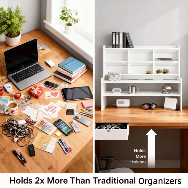 product-open-63beaed273cc4660beec358bf4ad360f-goods Desktop Storage Box, Multi-Tiered Desktop Shelf, Requires Manual Assembly, Suitable for Stationery, Cosmetics, Office Supplies | Space-Saving Partitioned Storage Box, a Great Valentine'S Day Gift Choice for Family Or Girlfriend