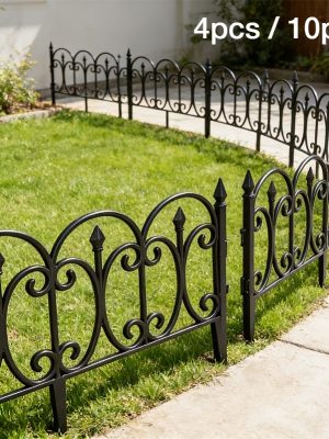 4/10pcs Pack, Decorating Garden Fences And Borders, Heavy-Duty Plastic Outdoor Landscape Grids with End, Suitable for Outside Courtyards, Yards, Flower Beds, Etc., Easy to Install Fence Boards for Animal Barriers, Courtyard Decoration
