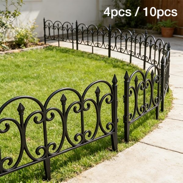 4/10pcs Pack, Decorating Garden Fences And Borders, Heavy-Duty Plastic Outdoor Landscape Grids with End, Suitable for Outside Courtyards, Yards, Flower Beds, Etc., Easy to Install Fence Boards for Animal Barriers, Courtyard Decoration